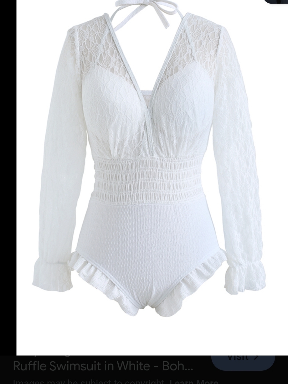 Modest Lace White One Piece Bathing suit